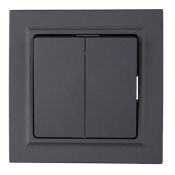 Выключатель встраиваемый двухклавишный IEK BRITE BR-V20-0-10-K53-F ВСР10-2-0-БрГ в сборе графит