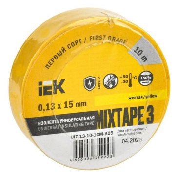 Изолента 15мм*10м желтая MIXTAPE 3 UIZ-13-10-10M-K05 IEK