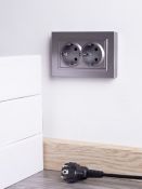 Штепсельная розетка встраиваемая двойная IEK BRITE 16А BR-R21-16-K46-F РС12-3-БрС с з/к без з/ш в сборе сталь