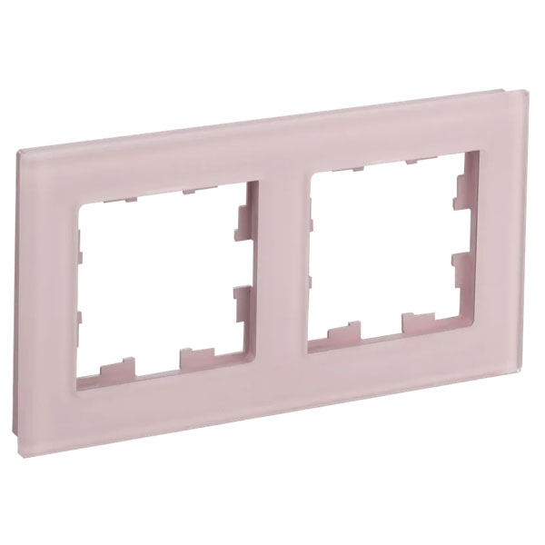 Рамка стеклянная 2 поста IEK BRITE BR-M22-G-31-K14 РУ-2-2-Бр розовый матовый