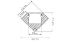 алюминиевый профиль с экраном ALU-D45-2000 ANOD+FROST 018252