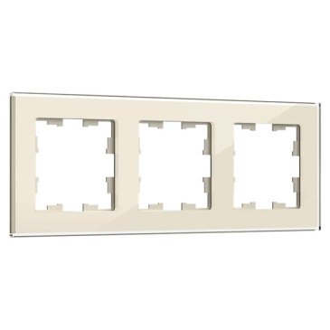 Рамка стеклянная 3 поста IEK BRITE BR-M32-G-K10 РУ-3-2-БрВа ванильный