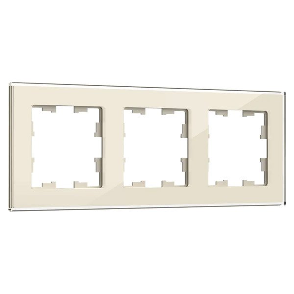 Рамка стеклянная 3 поста IEK BRITE BR-M32-G-K10 РУ-3-2-БрВа ванильный