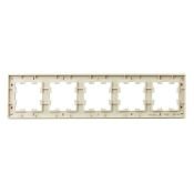 Рамка пластик 5 постов IEK BRITE BR-M52-51-K10 РУ-5-Бр бежевый рифленый