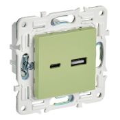 Розетка встраиваемая USB IEK SKANDY A+C 3,1А SK-U22-D31-K06 SK-R14G мятный