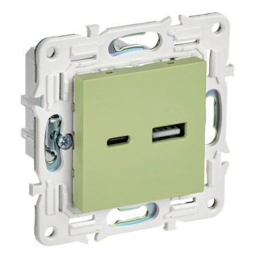 Розетка встраиваемая USB IEK SKANDY A+C 3,1А SK-U22-D31-K06 SK-R14G мятный