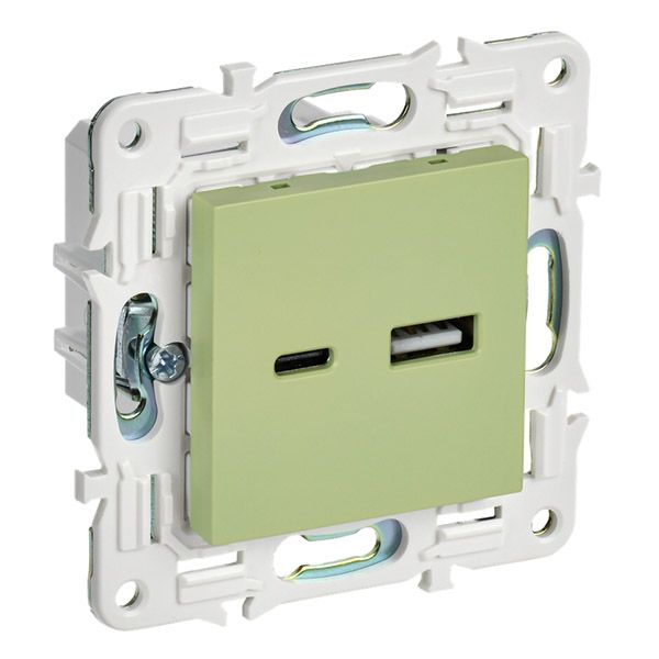 Розетка встраиваемая USB IEK SKANDY A+C 3,1А SK-U22-D31-K06 SK-R14G мятный