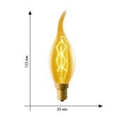лампа ретро накаливания Vintage форма свеча на ветру 60W UL-00000483 IL-V-CW35-60/GOLDEN/E14 ZW01 диммируемая