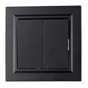 Выключатель встраиваемый двухклавишный IEK BRITE BR-V20-0-10-K02-F ВСР10-2-0-БрЧ в сборе черный
