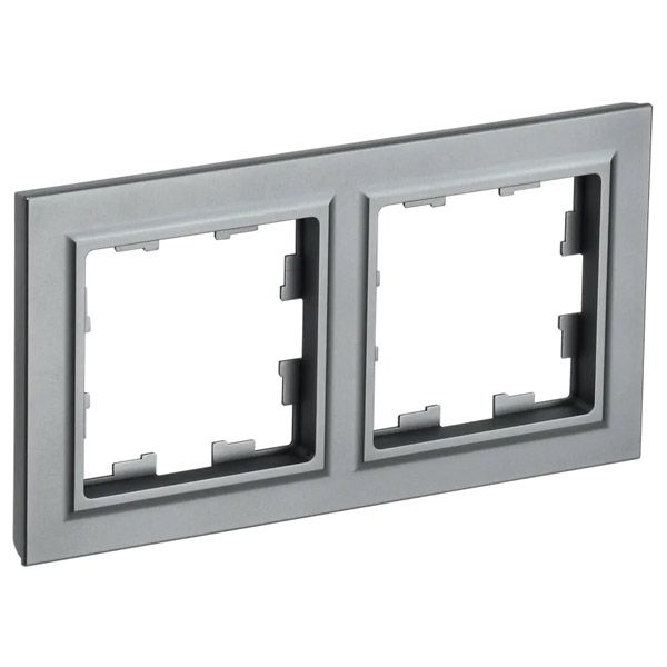 Рамка пластик 2 поста IEK BRITE BR-M22-K46  РУ-2-БрС сталь