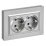 Штепсельная розетка встраиваемая двойная IEK BRITE 16А BR-R28-16-K47-F РСшПл12-3-БрА с з/к и шторками в сборе плоская алюминий