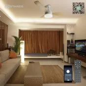 Люстра подвесная с вентилятором Белый теплый/дневной FAN WOOD 48W+18W-1070х400 белая