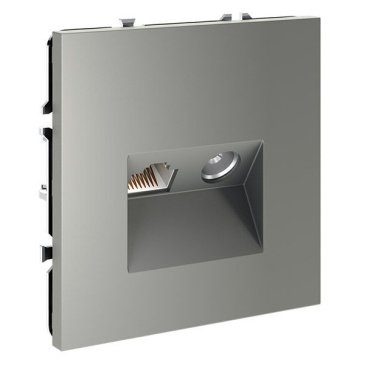 Розетка телевизионная встраиваемая VOLTUM S70 TV+RJ45 кат. 6 сталь