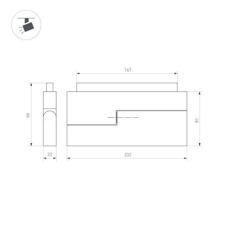 Трековый светильник  12W Белый дневной 034662(1) MAG-ORIENT-FLAT-FOLD-S230 прямоугольник трековый черный DALI