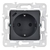 Штепсельная розетка встраиваемая IEK SKANDY 16А SK-R14-16-U14-018-K53 SK-R17G с з/к и шторками с USB A+C 18Вт графит