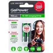 элемент питания аккумулятор  ААА  950mAh R-03 GoPower блок 2шт.предзаряженный