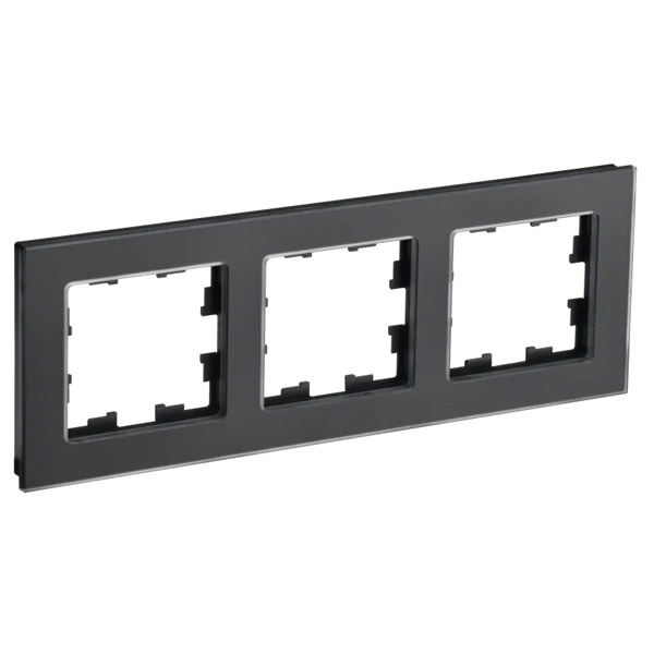 Рамка стеклянная 3 поста IEK BRITE BR-M32-G-31-K02 РУ-3-2-Бр черный матовый