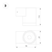 Накладной светильник  12W Белый теплый 049984 LGD-RAY-WALL-R65 220V цилиндр черный