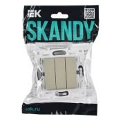 Выключатель встраиваемый трехклавишный IEK SKANDY SK-V30-0-10-K10 SK-V11B бежевый