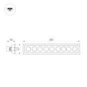 Встраиваемый светильник  20W Белый теплый  031931 MS-ORIENT-BUILT-TURN-TC-S67x300-20W 220V IP20 прямоугольный белый с черной вставкой