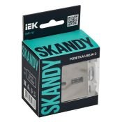 Розетка встраиваемая USB IEK SKANDY A+C 18Вт SK-U22-018-K50 SK-R13N металл никель