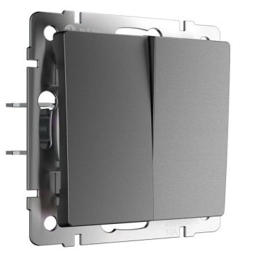 Выключатель встраиваемый двухклавишный перекрестный WERKEL W1123064 графит
