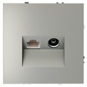 Розетка телевизионная встраиваемая VOLTUM S70 TV+RJ45 кат. 6 сталь