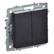 Выключатель встраиваемый двухклавишный перекрестный IEK BRITE BR-V23-0-10-K02 ВС10-2-3-БрЧ черный