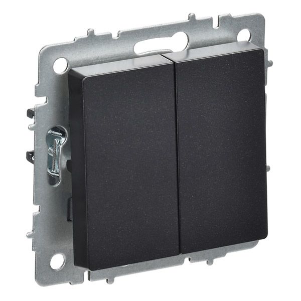 Выключатель встраиваемый двухклавишный перекрестный IEK BRITE BR-V23-0-10-K02 ВС10-2-3-БрЧ черный