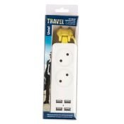 удлинитель без заземления Uniel Travel с разъемами USB UL-00011134 S-CT2-1.5U WHITE-GREEN