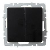 Выключатель встраиваемый двухклавишный проходной IEK BRITE BR-V22-0-10-K02 ВС10-2-6-БрЧ черный Уценка