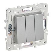 Выключатель встраиваемый трехклавишный IEK SKANDY SK-V30-0-10-K23 SK-V11S серебряный
