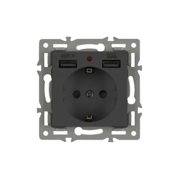 Розетка встраиваемая USB A+A Arlight SCT-MUAA-PL-BK 043734 2,1A с/з черная