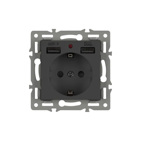 Розетка встраиваемая USB A+A Arlight SCT-MUAA-PL-BK 043734 2,1A с/з черная