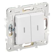 Выключатель встраиваемый двухклавишный проходной с подсветкой IEK SKANDY SK-V22-1-10-K01 SK-V10W арктический белый