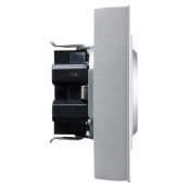 Штепсельная розетка встраиваемая двойная IEK BRITE 16А BR-R21-16-K47-F РС12-3-БрА с з/к без з/ш в сборе алюминий