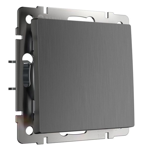 Выключатель встраиваемый  одноклавишный проходной  WERKEL WL04-SW-1G-2W / W1112004 графит рифленый
