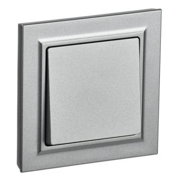 Выключатель встраиваемый одноклавишный IEK BRITE BR-V10-0-10-K47-F ВСР10-1-0-БрА в сборе алюминий