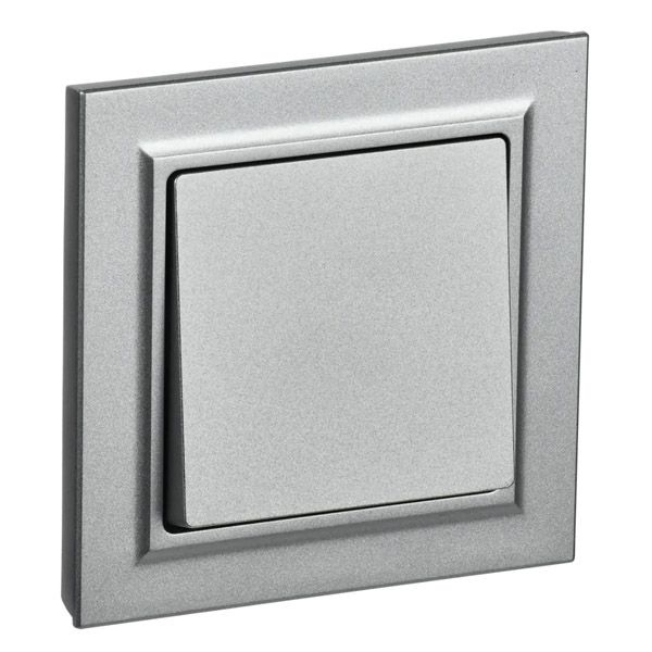 Выключатель встраиваемый одноклавишный IEK BRITE BR-V10-0-10-K47-F ВСР10-1-0-БрА в сборе алюминий