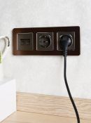 Штепсельная розетка встраиваемая IEK BRITE 16А BR-R14-16-U21-D21-K45 РЮш10-1-БрТБ с з/к и шторками с USB A+A 2,1А бронза