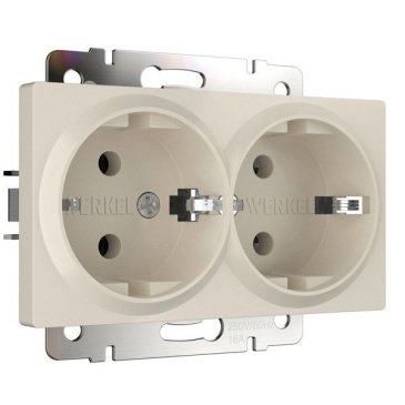Штепсельная розетка встраиваемая двойная WERKEL 16A 250V W1172062 с/з айвори матовый