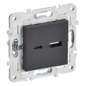 Розетка встраиваемая USB IEK SKANDY A+C 3,1А SK-U22-D31-K48 SK-R14T титан