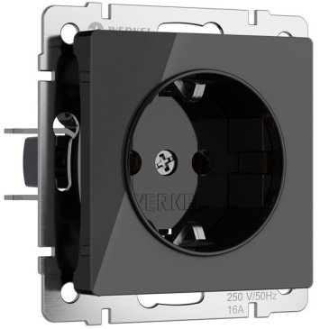 Штепсельная розетка встраиваемая WERKEL 16A 250V W1171048 с/з черный акрил