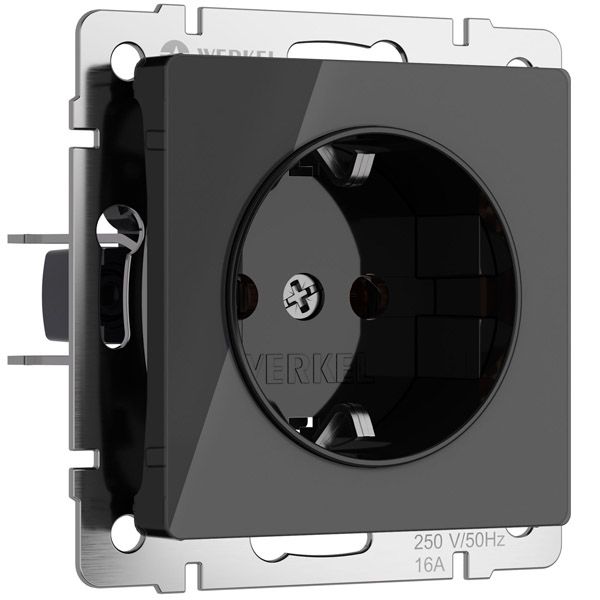 Штепсельная розетка встраиваемая WERKEL 16A 250V W1171048 с/з черный акрил