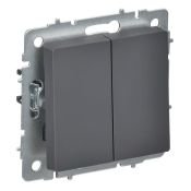 Выключатель встраиваемый двухклавишный перекрестный IEK BRITE BR-V23-0-10-K53 ВС10-2-3-БрГ графит Выключатель встраиваемый двухклавишный перекрестный IEK BRITE BR-V23-0-10-K53 ВС10-2-3-БрГ графит
