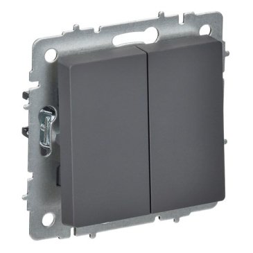Выключатель встраиваемый двухклавишный перекрестный IEK BRITE BR-V23-0-10-K53 ВС10-2-3-БрГ графит