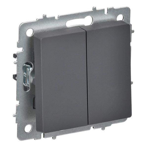 Выключатель встраиваемый двухклавишный перекрестный IEK BRITE BR-V23-0-10-K53 ВС10-2-3-БрГ графит