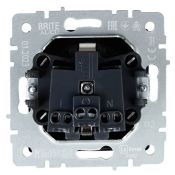 Штепсельная розетка встраиваемая IEK BRITE 16А BR-R16-16-K02 РСбш10-3-БрЧ с з/к и шторками с крышкой черный IP20