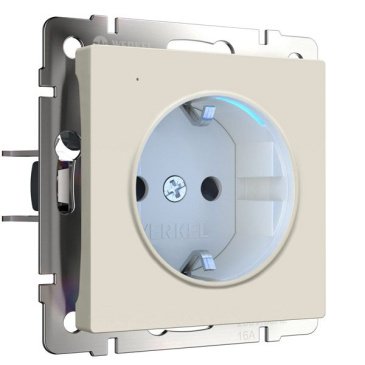 Штепсельная розетка встраиваемая WERKEL 16A 250V W1171462 с/з и подсветкой айвори матовый