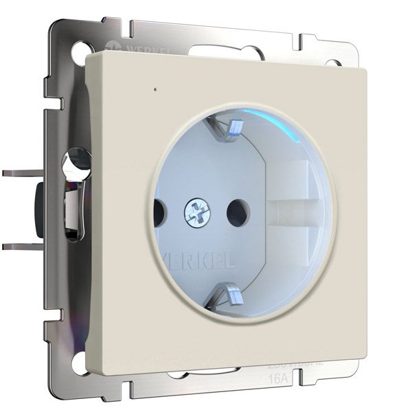 Штепсельная розетка встраиваемая WERKEL 16A 250V W1171462 с/з и подсветкой айвори матовый
